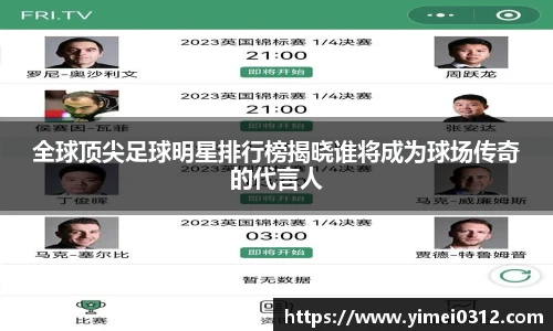 全球顶尖足球明星排行榜揭晓谁将成为球场传奇的代言人